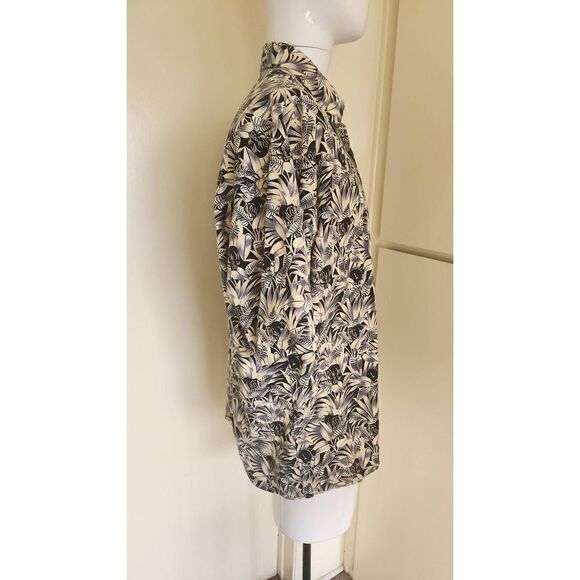 Pierre Cardin VTG. Cotton Blk, Grey, Cream SS Shirt, Tropical  Elephant Prt,  XX - Picture 5 of 9